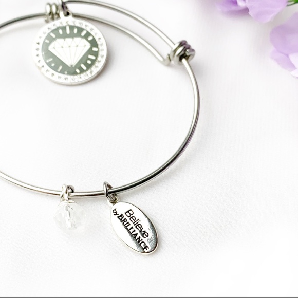 🌺 Believe By brilliance shine bright silver crystal rhinestone bangle bracelet - Picture 2 of 7